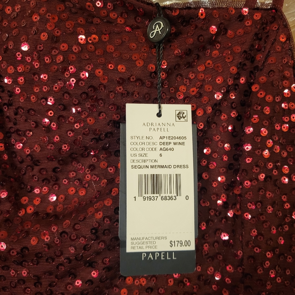 Adrianna Papell burgundy sequin dress - Picture 3 of 3